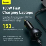 Baseus Quick Charge™ 5 Technology Multi-Port Fast Charge Car Charger C+C+U 160W - Image 5