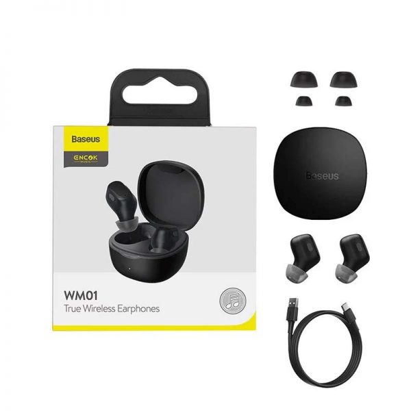 Baseus-WM01-Enock-True-Earbuds-box-600x600 Baseus Bowie WM01 New Bluetooth 5.3 TWS Wireless Earphones HD Headphones Touch Control Earbuds - Image 1